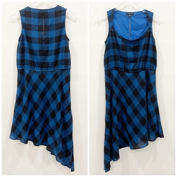 Trouve Assymetrical Buffalo Plaid Dress Sleeveless - Picture 2 of 7